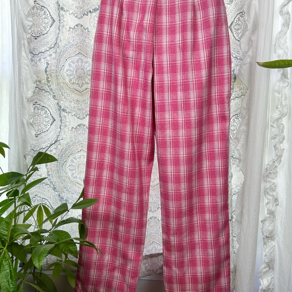 Nasty Gal | Pink Checkered Trousers | Size 6